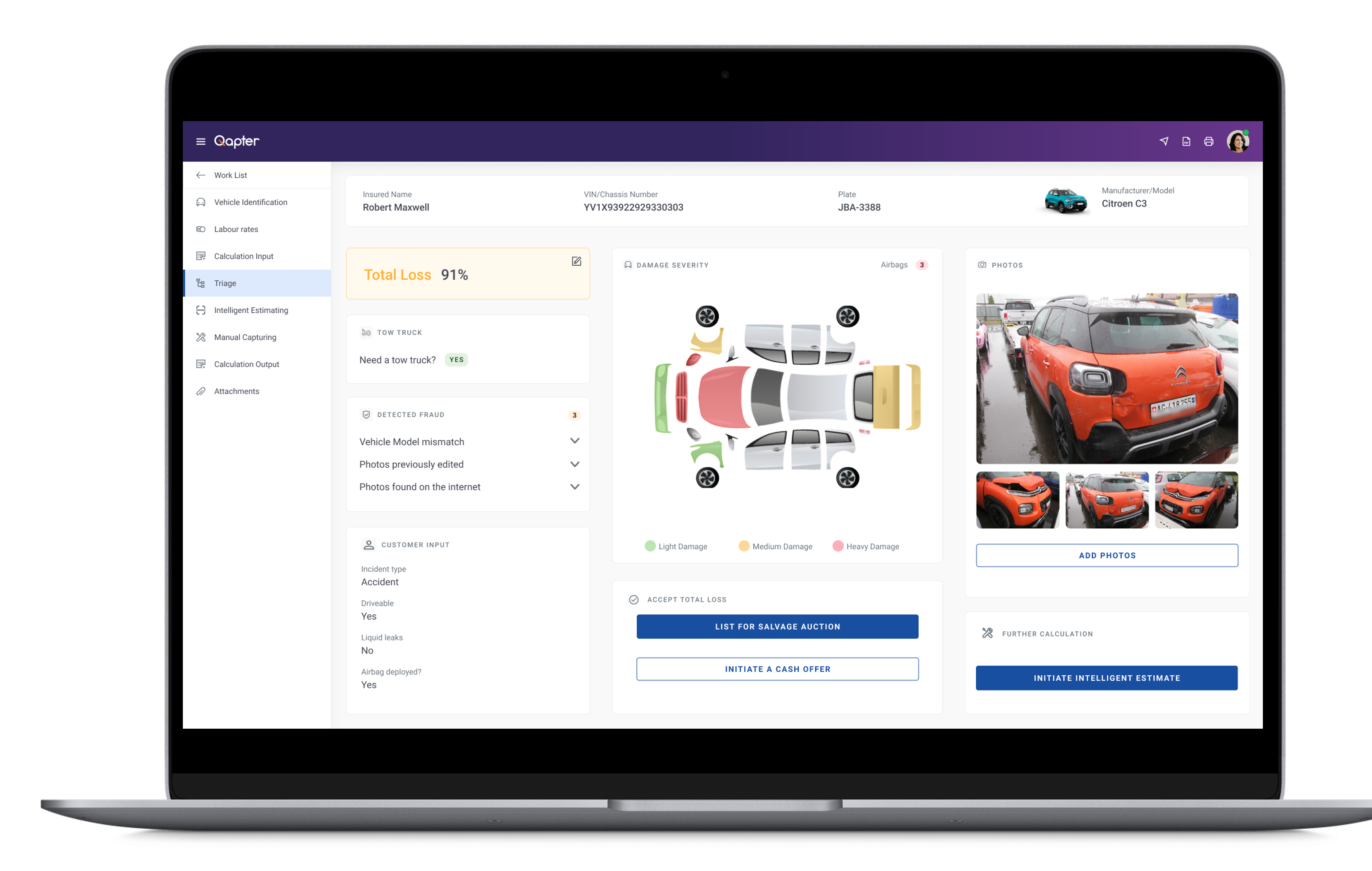 Intelligent Triage Dashboard - Total Loss Case