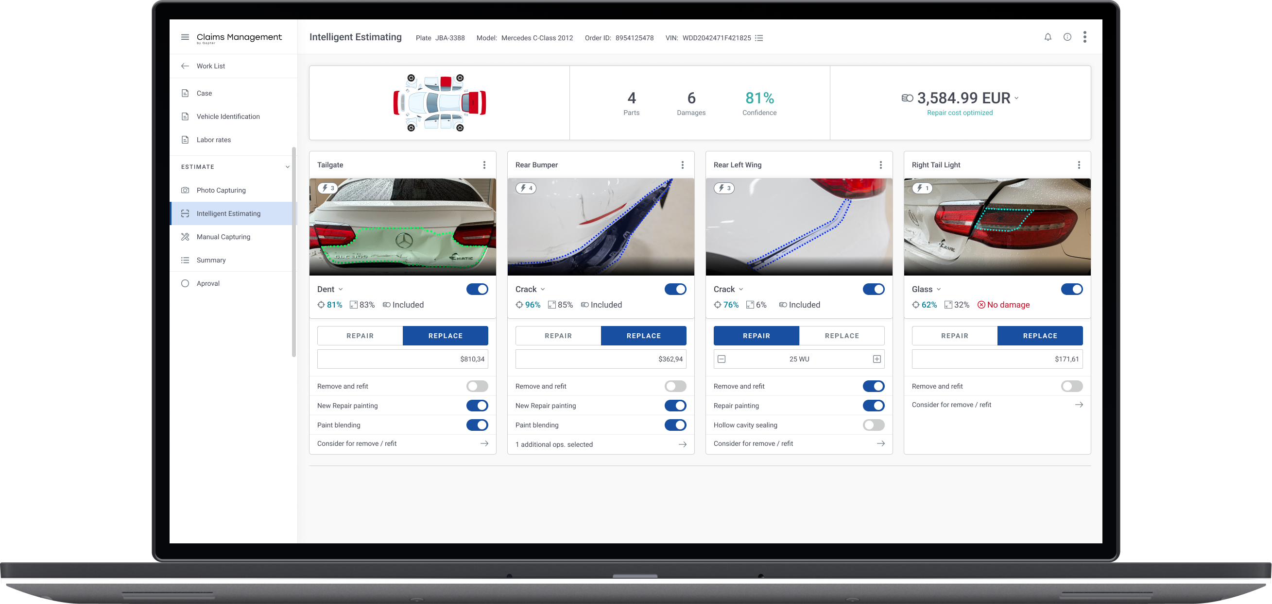 Homepage – Automated line-by-line estimate (1) Automated line-by-line estimate